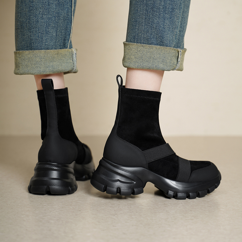Women Suede Stretch Sock Boots - Toe Sock Split 评论和价格
